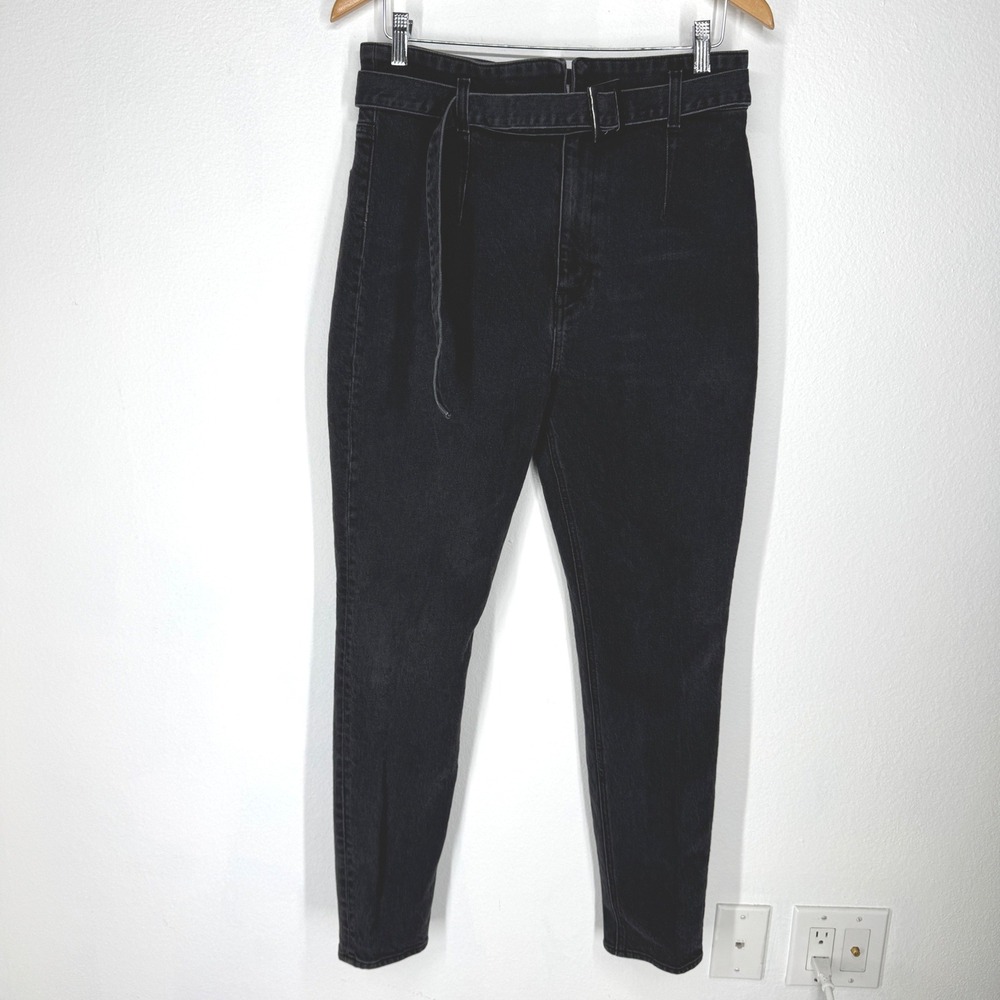 Reformation Kayo High Waisted Skinny Belted‎ Jeans Erie Black Denim 30 Feminine